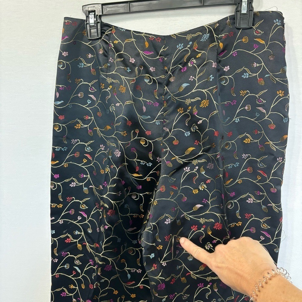 TAO Black Floral Embroidered Vintage Women's Pants, Size 12 - Picture 7 of 7